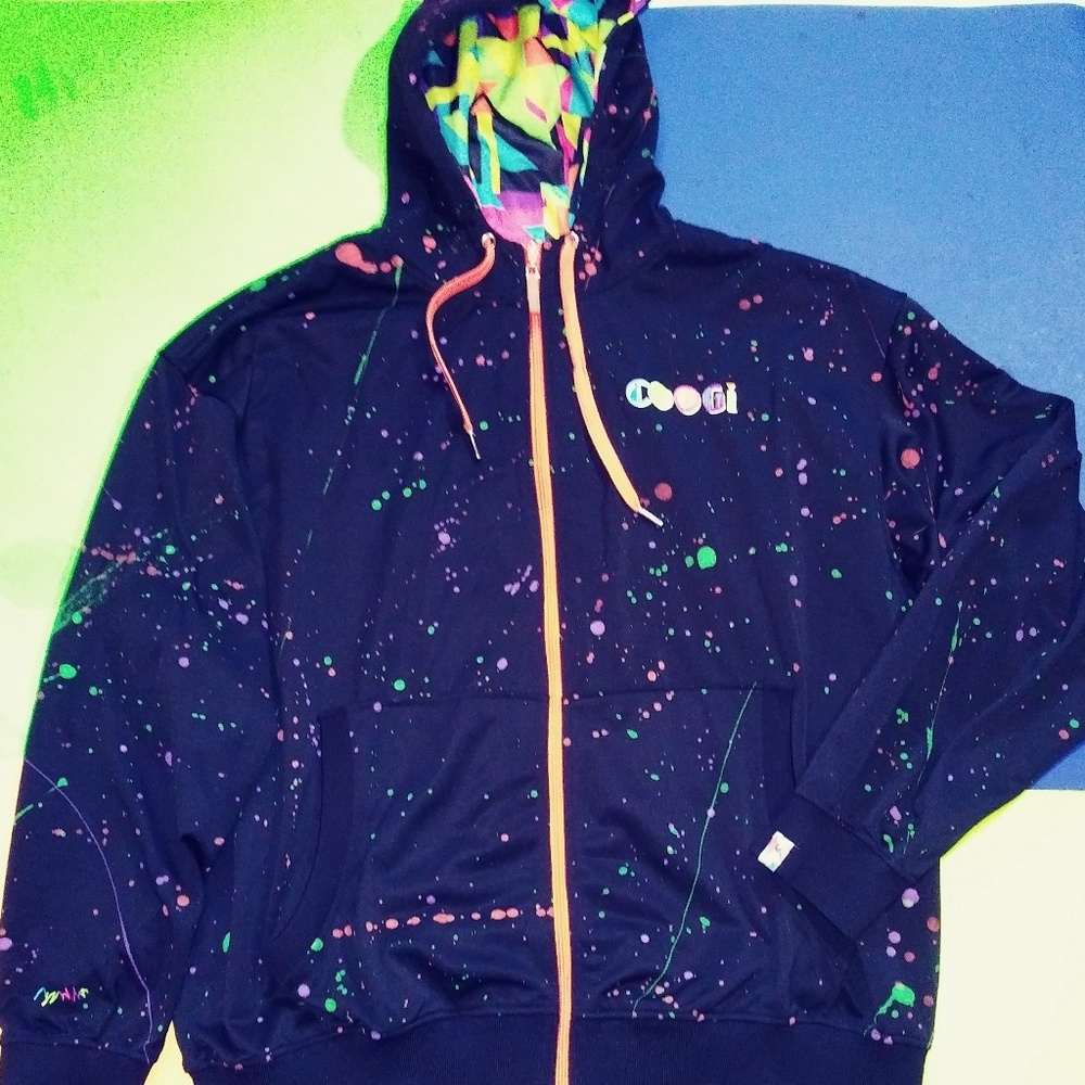 COOGI Black Neon Paint Splatter Full Zip Jacket